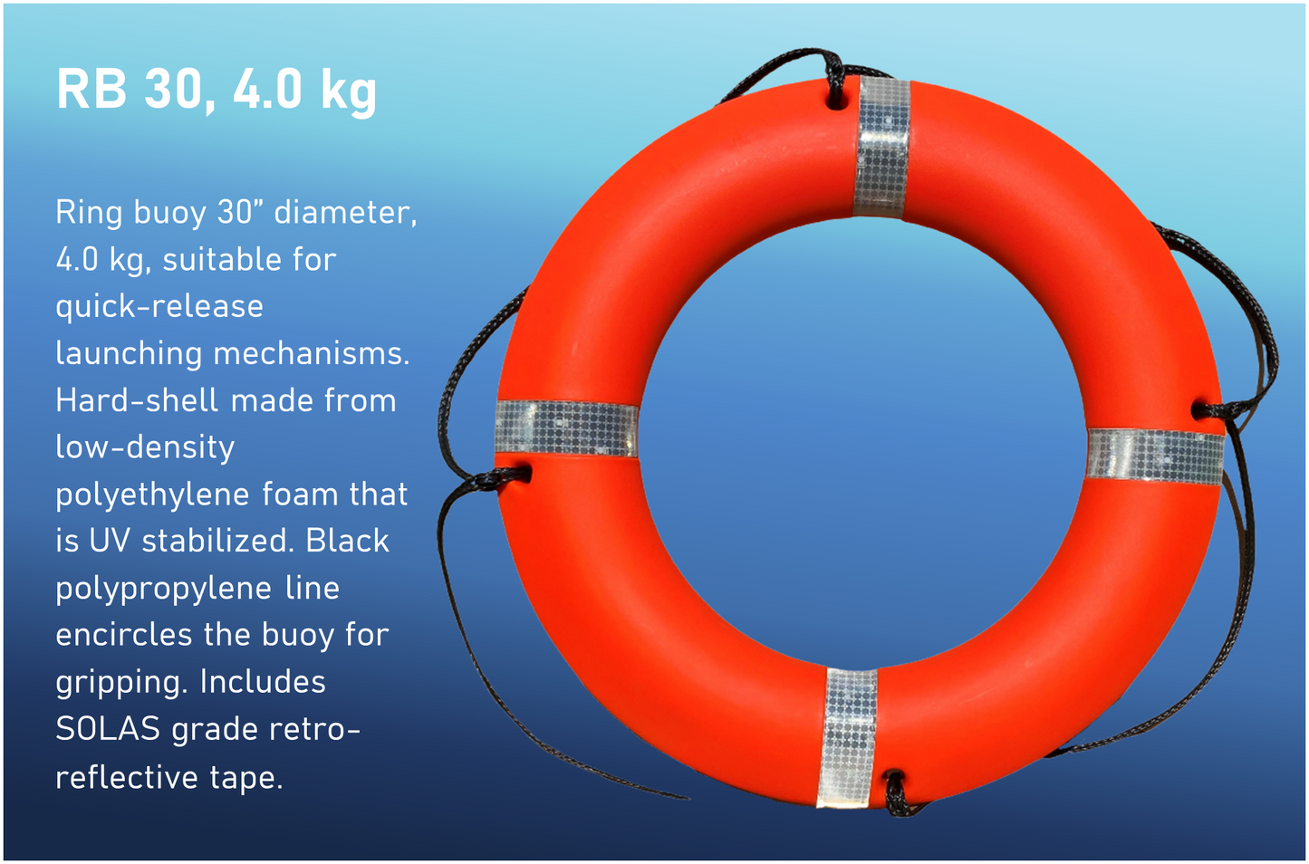 30" Life Ring Buoy - with SOLAS Reflective Tape