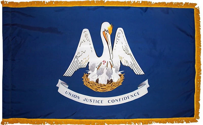 Louisiana 3' x 5' Indoor Flag with Fringe and Pole Hem